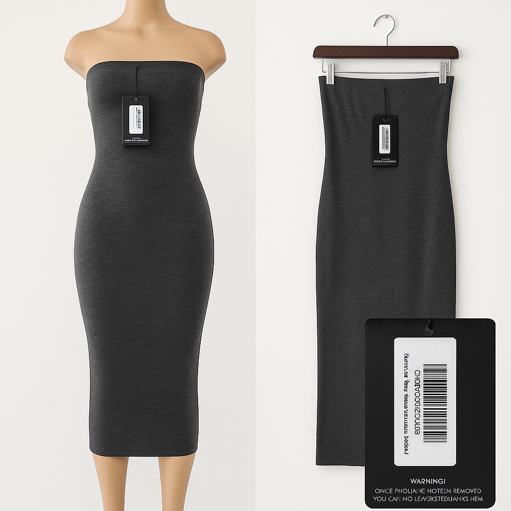 744 Charcoal Gray Basic Bandeau Midaxi Dress 744 Charcoal Gray Basic Bandeau Midaxi Dress